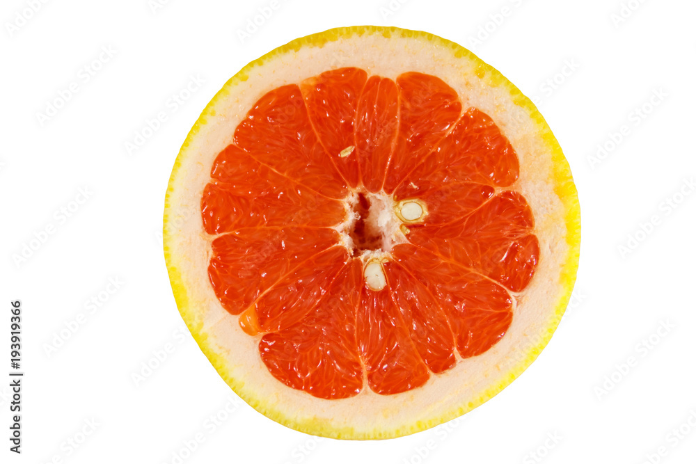Slice of ripe grapefruit isolated on white background Slice of ripe grapefruit isolated on white background