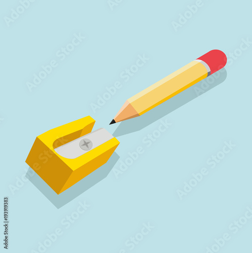 yellow pencil and sharpener for Back to School
