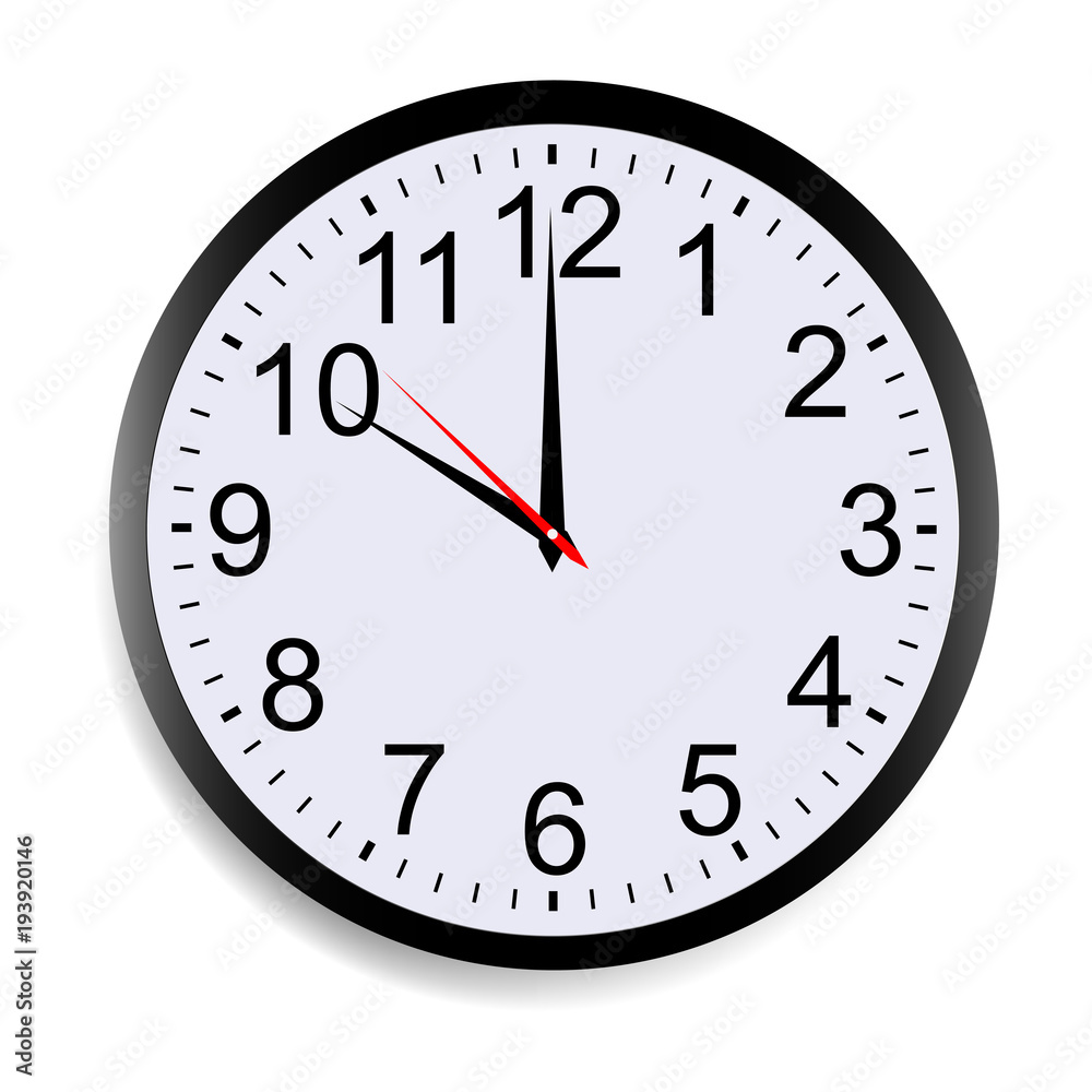 Round Clock Face Showing Ten O Clock Isolated On White Background Vector Illustration Stock Vector Adobe Stock