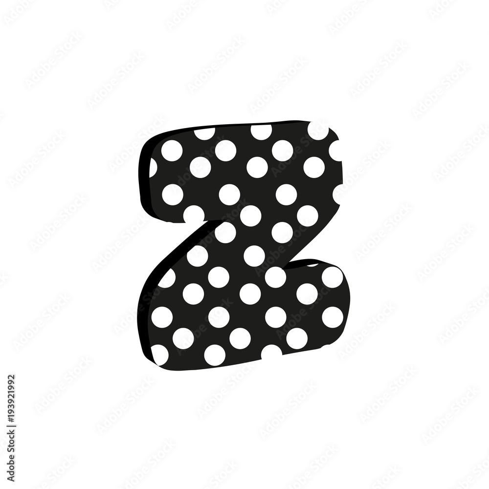 3d cute alfabet letter Z with polka dots isolated Vector illustration 3d cute alfabet letter Z with polka dots isolated Vector illustration