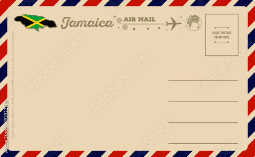 Vintage postcard with map of Jamaica