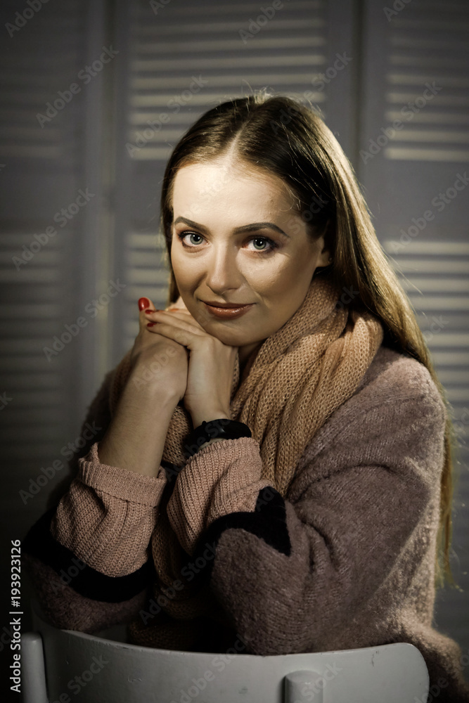 close-up portrait of beautiful girl in studio on black background. close-up portrait of beautiful girl in studio on black background.