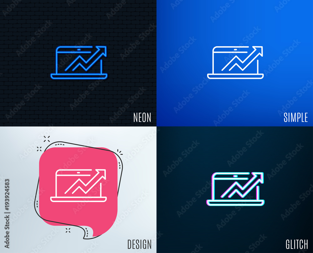Glitch, Neon effect. Data Analysis and Statistics line icon. Report graph or Chart sign. Computer data processing symbol. Trendy flat geometric designs. Vector Glitch, Neon effect. Data Analysis and Statistics line icon. Report graph or Chart sign. Computer data processing symbol. Trendy flat geometric designs. Vector