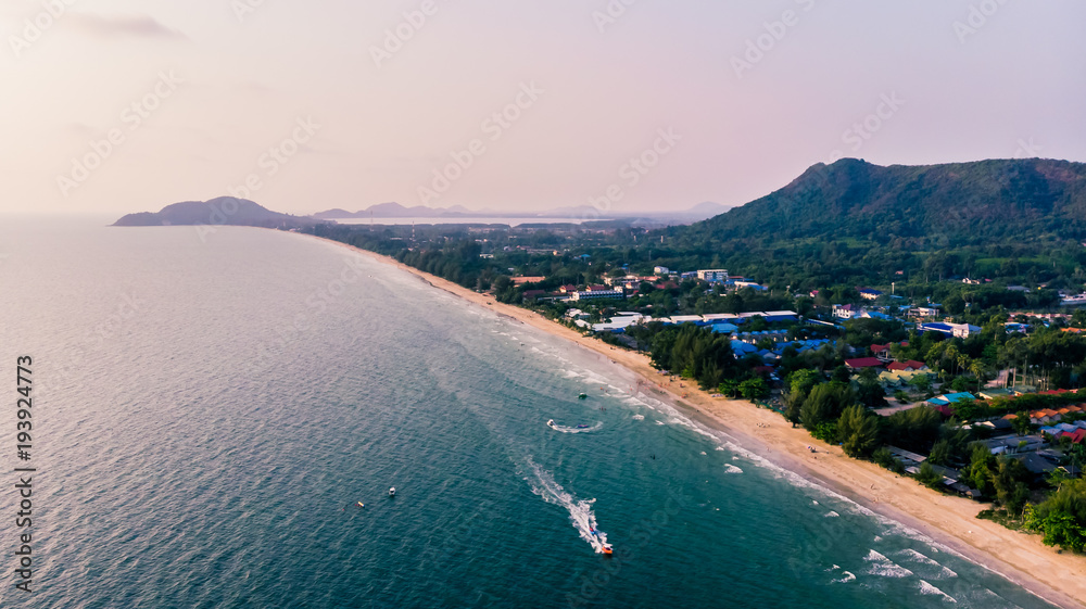 Beautiful aerial view with sea and beach