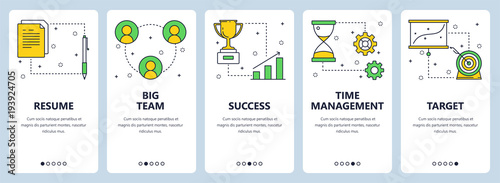 Vector modern thin line business vertical web banner set
