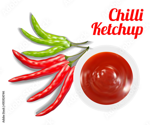 chilli ketchup suace in dish with chilli