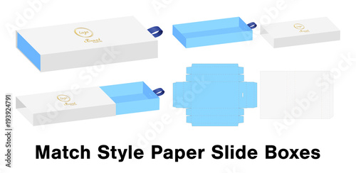 Slide box die cut mock up template vector.
