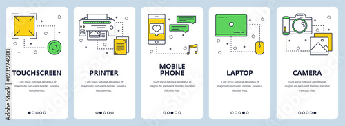 Vector modern thin line touchscreen vertical banner set