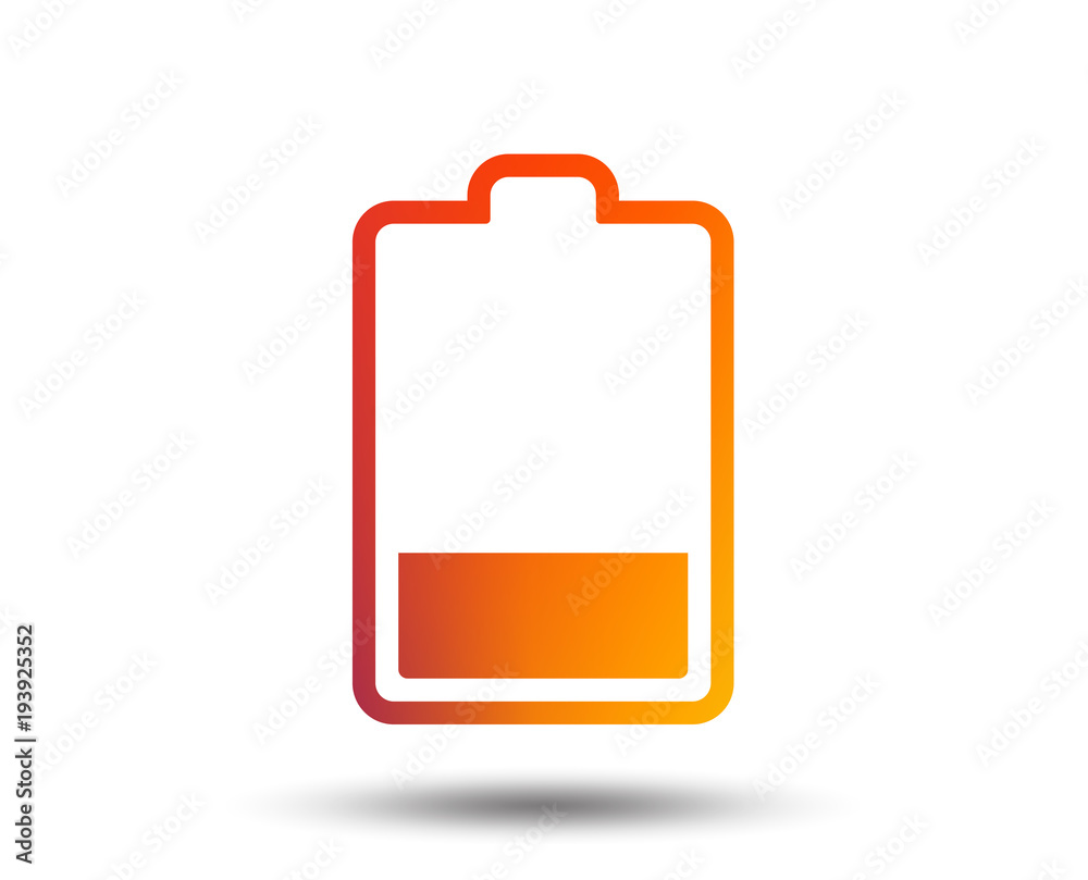 Battery low level sign icon. Electricity symbol. Blurred gradient design element. Vivid graphic flat icon. Vector Battery low level sign icon. Electricity symbol. Blurred gradient design element. Vivid graphic flat icon. Vector