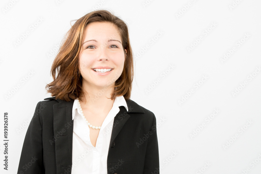 Portrait of beautiful female model on gray background businesswoman concept Portrait of beautiful female model on gray background businesswoman concept