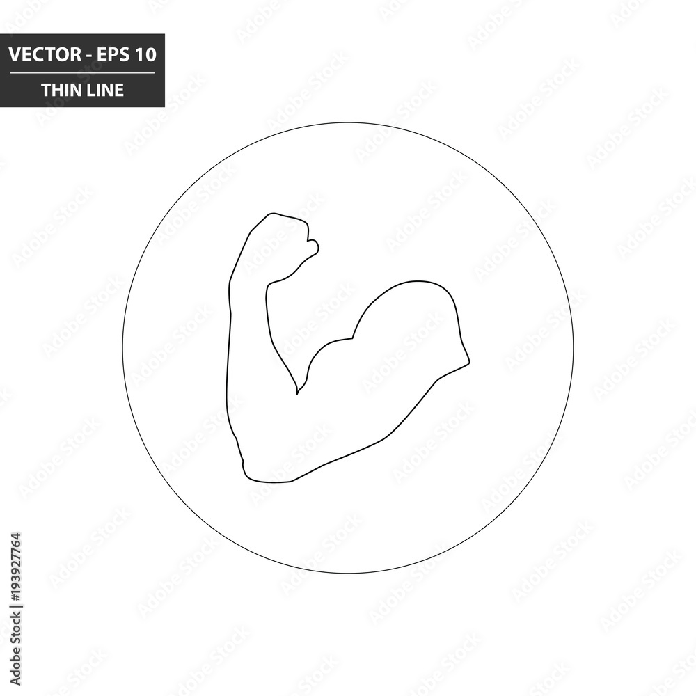 Flexing arm - muscle thin line flat icon. Vector Illustration. Flexing arm - muscle thin line flat icon. Vector Illustration.