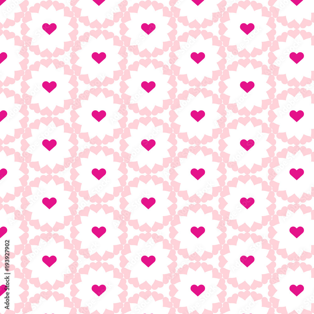 Fototapeta premium Circle pink hearts and a heart in the center