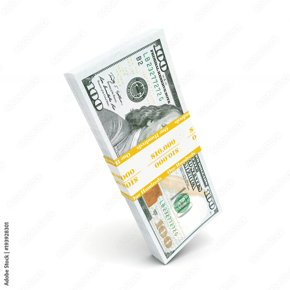 3d rendering a pack of US dollars 3d rendering a pack of US dollars