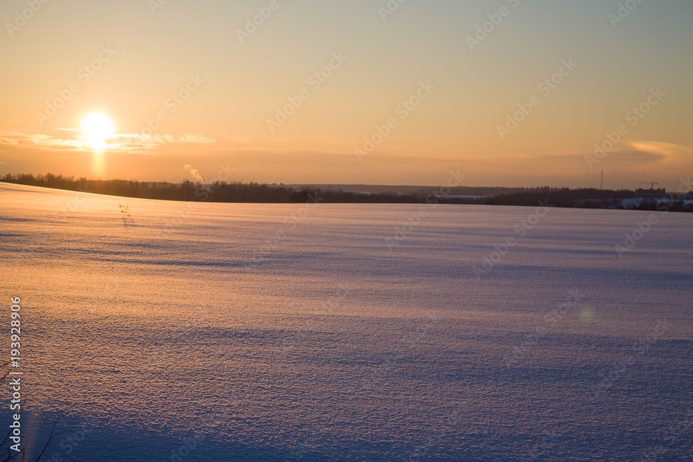 Cold winter sunset