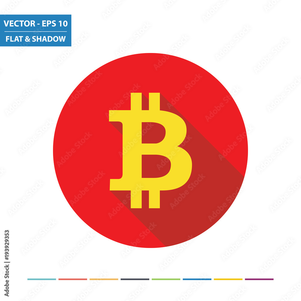 Obraz premium Bitcoin symbol flat icon with long shadow. Vector Illustration.