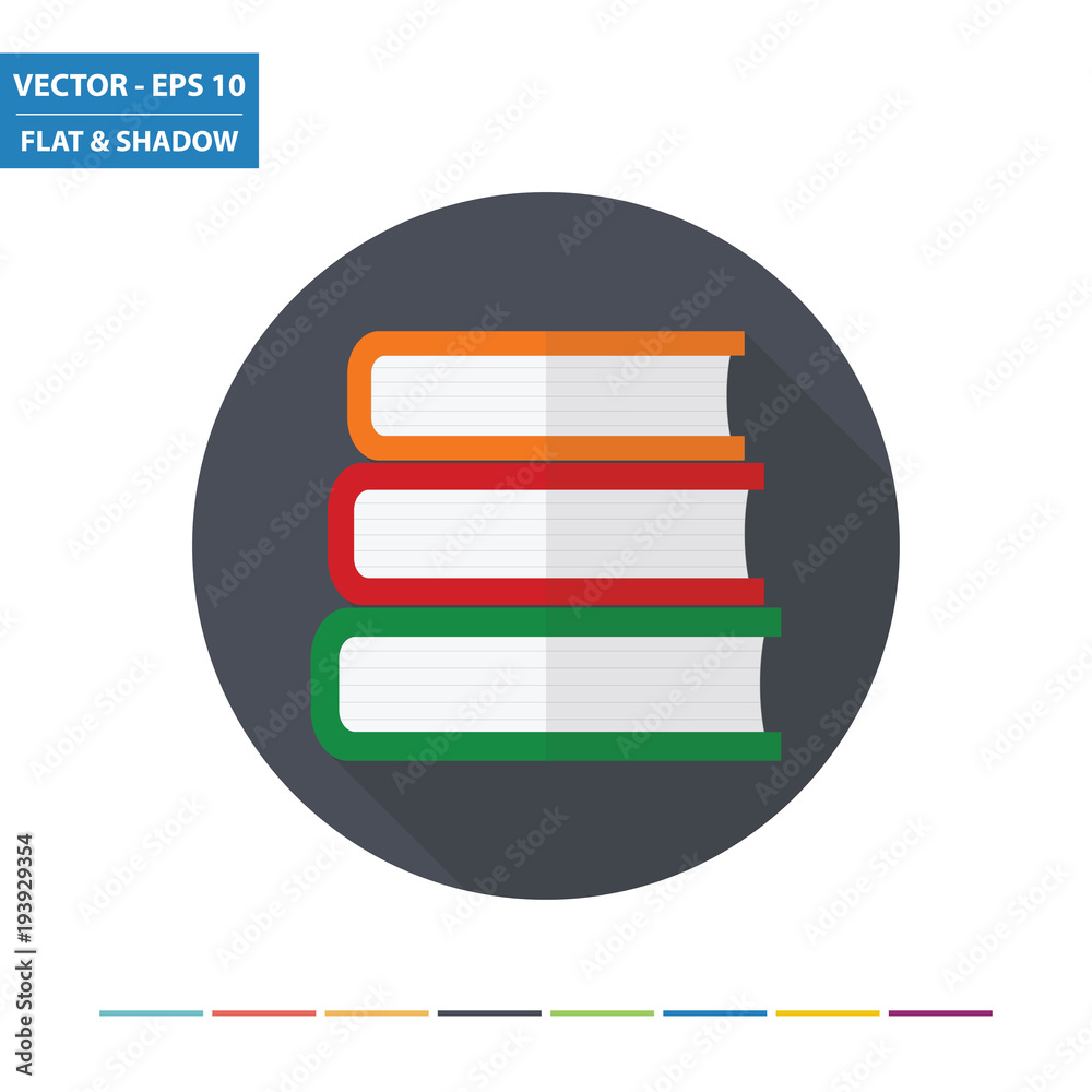 Books flat icon with long shadow. Vector Illustration. Books flat icon with long shadow. Vector Illustration.