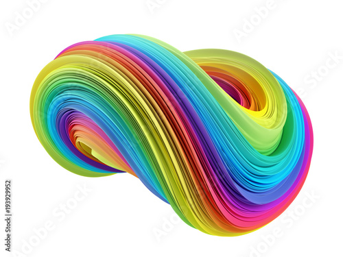3d colorful abstract waves element isolated on white. 3d rendering