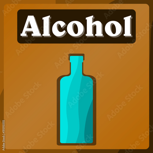 Vector image of a table in the supermarket department with alcoholic products. Color pattern. Background. Stickers.