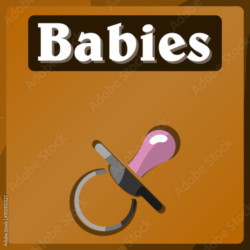 Vector image of a Table in the supermarket department with goods for children. Color pattern. Background. Stickers.