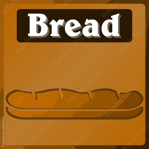 Vector image of a Table in the supermarket department with bread and bakery products. Color pattern. Background. Stickers.