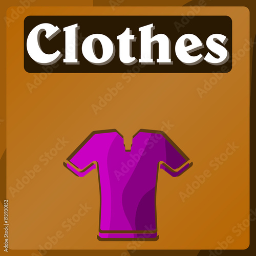 Vector image of a Table in the supermarket department with clothes. Color pattern. Background. Stickers.