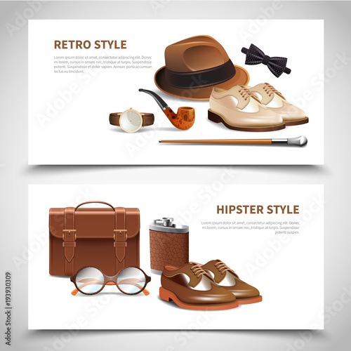 Gentleman Realistic Banners Set 