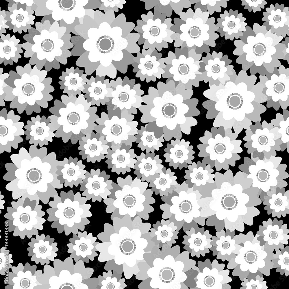 seamless pattern summer spring flowers cornflower, pansy on black background. Textile print, web page fill. Vector seamless pattern summer spring flowers cornflower, pansy on black background. Textile print, web page fill. Vector