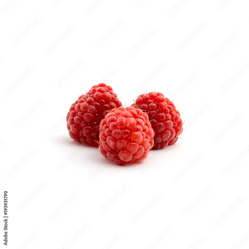 Photo of fresh red raspberry isolated on white background Photo of fresh red raspberry isolated on white background