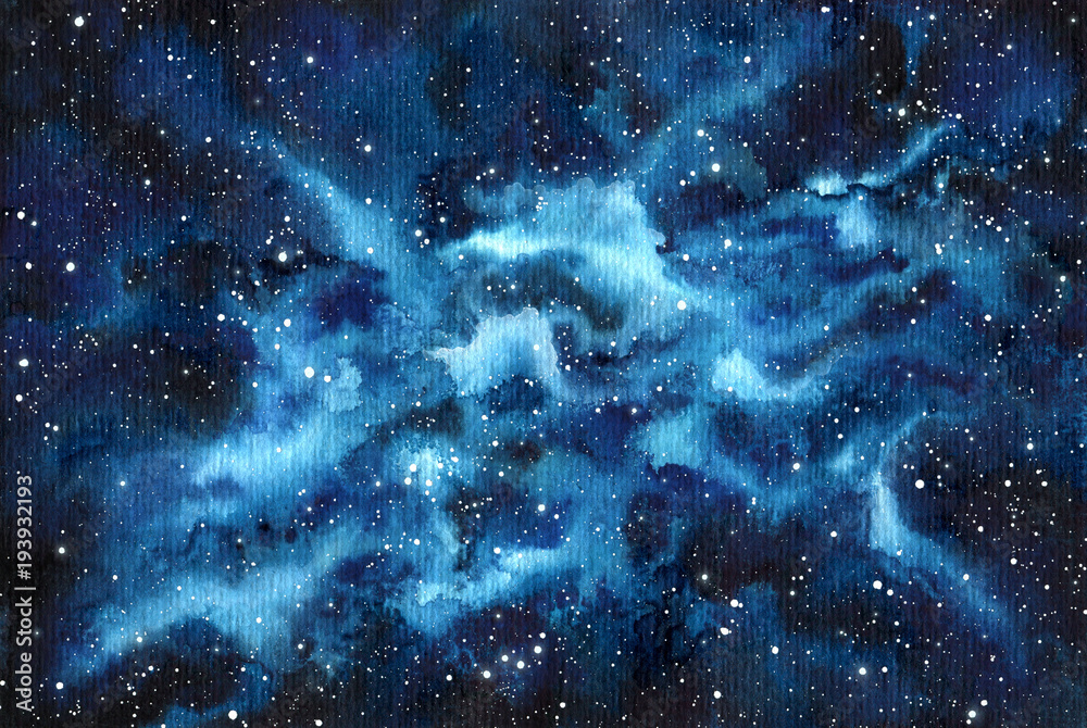 Fotografie Watercolor Deep Space and Nebula