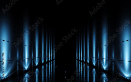 Futuristic abstract light and reflection. 3d rendering