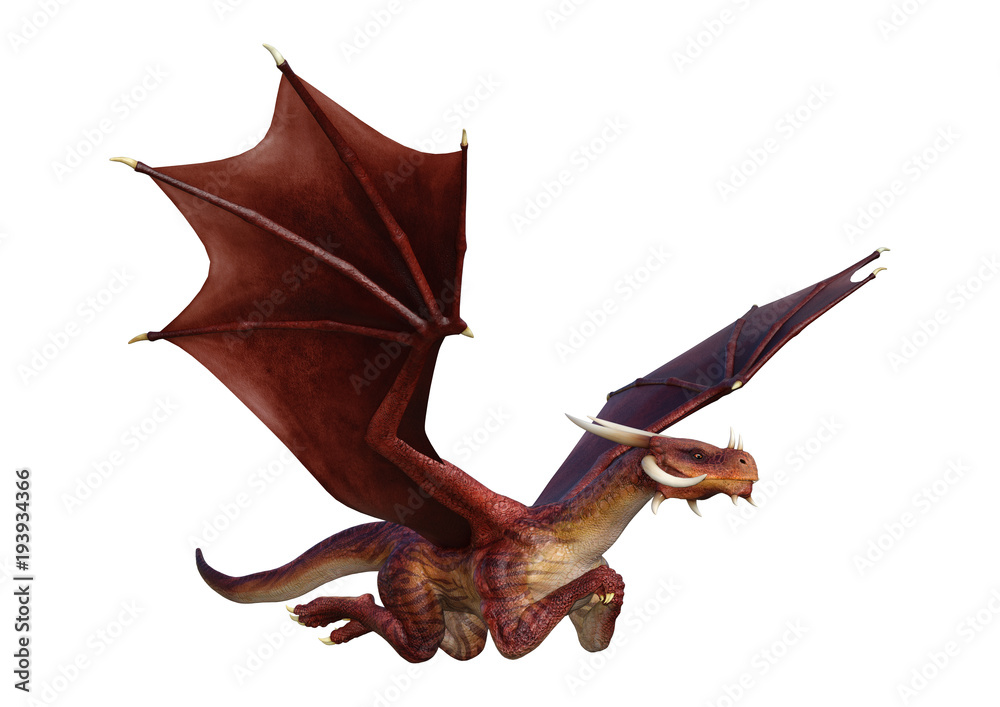 3D Rendering Fantasy Dragon on White 3D Rendering Fantasy Dragon on White