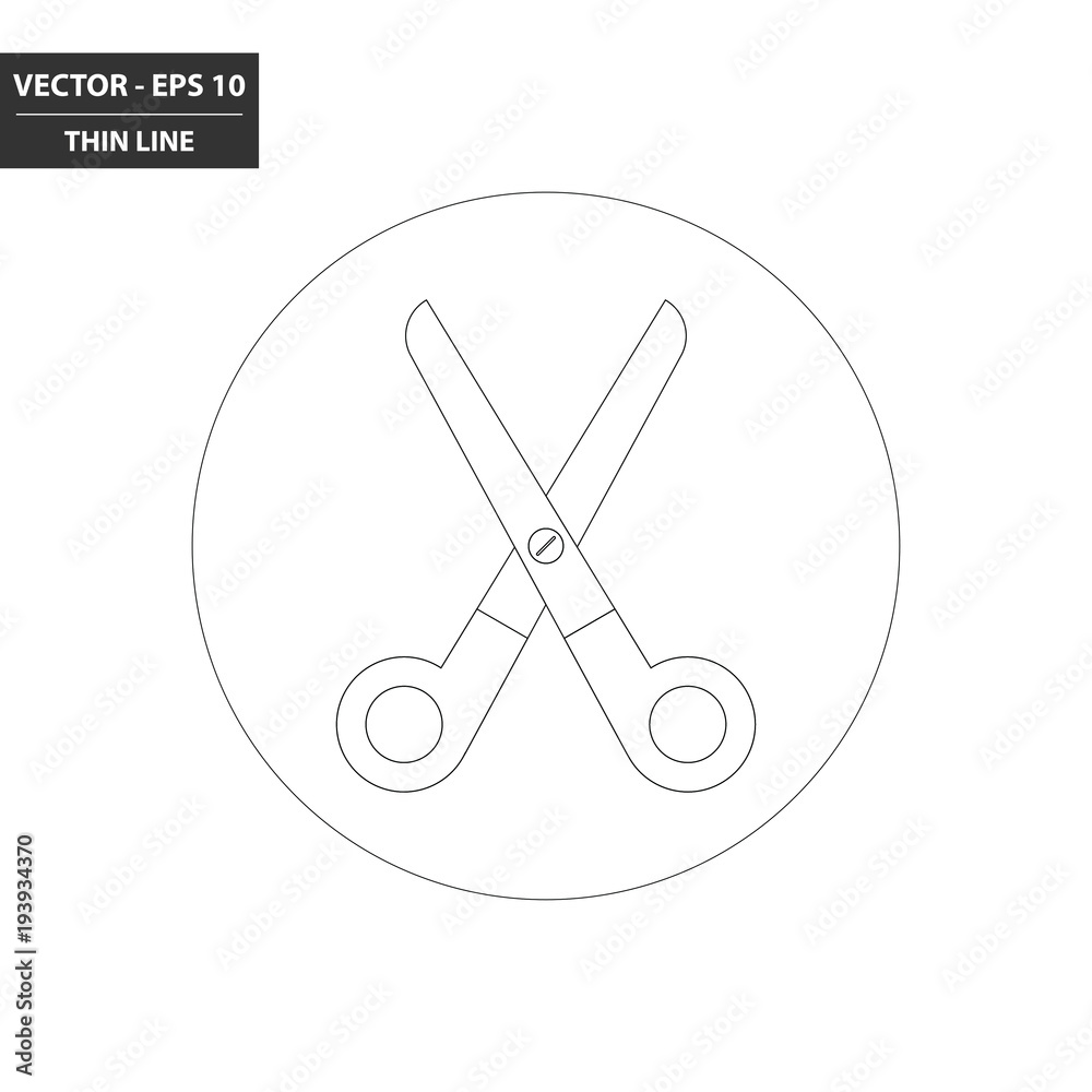 Scissors thin line flat icon. Vector Illustration. Scissors thin line flat icon. Vector Illustration.
