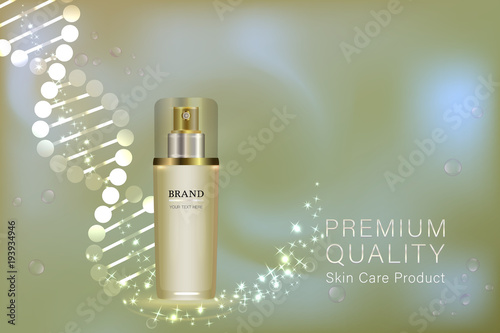 cosmetic container with advertising background ready to use, luxury skin care ad. illustration vector.