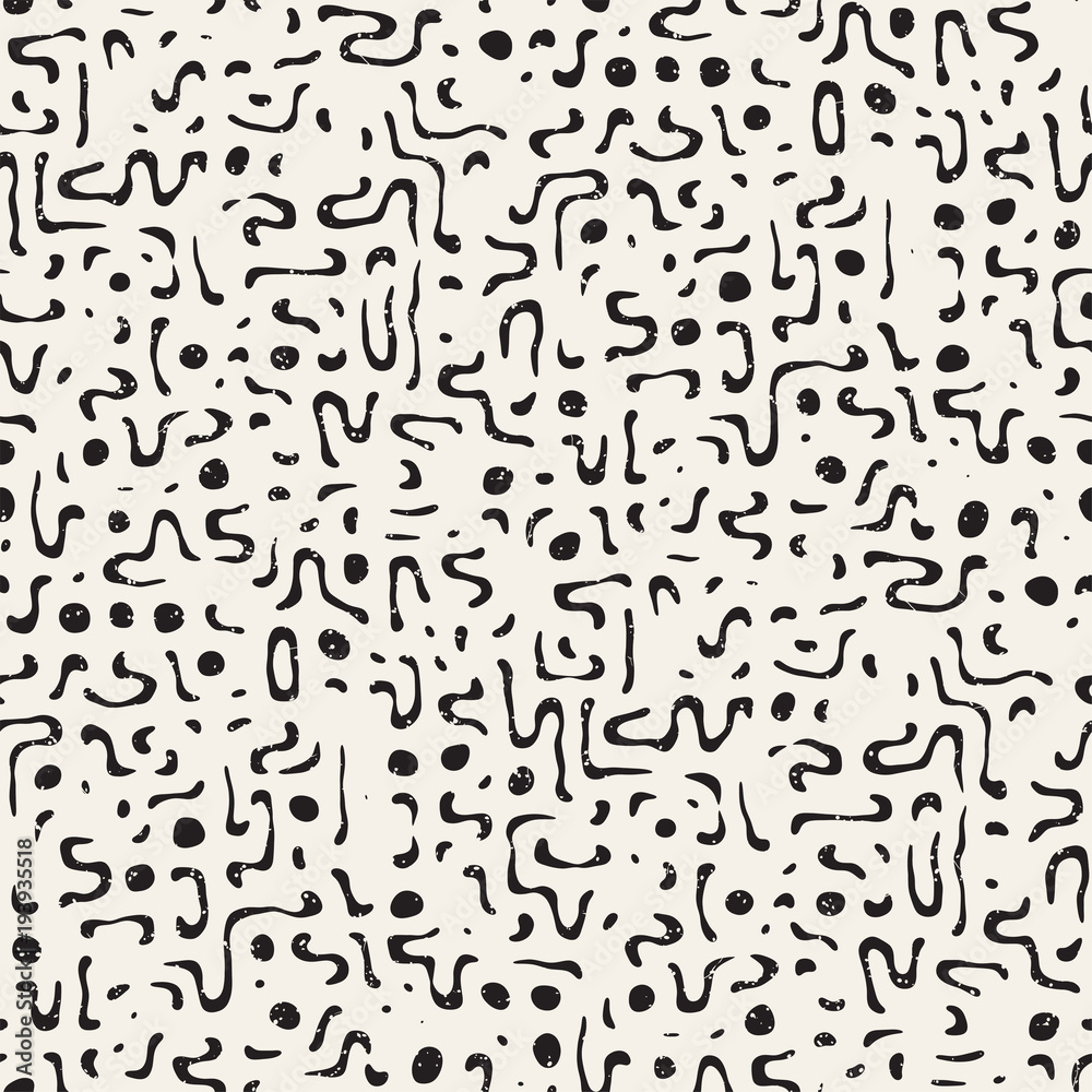Seamless pattern with maze lines. Monochrome abstract background. Vector hand drawn labyrinth.