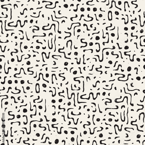 Seamless pattern with maze lines. Monochrome abstract background. Vector hand drawn labyrinth.