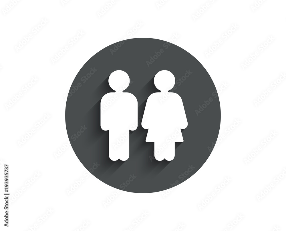 Restroom simple icon. WC toilet sign. Public lavatory symbol. Circle flat button with shadow. Vector Restroom simple icon. WC toilet sign. Public lavatory symbol. Circle flat button with shadow. Vector
