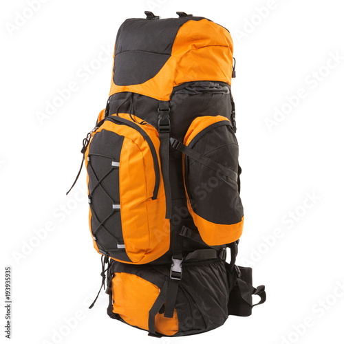 large tourist backpack, color combination, on white background