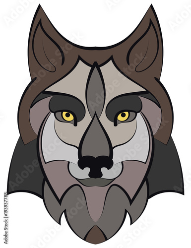 Beautiful wolf tattoo.Vector wolf's head as a design element on isolated background 