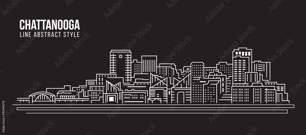 Cityscape Building Line art Vector Illustration design - Chattanooga city