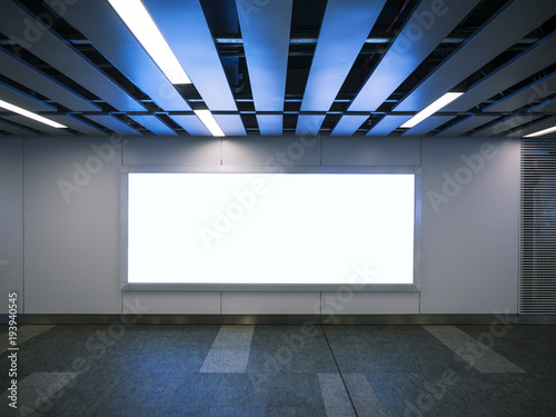 Billboard Banner signage mock up display Modern interior with lighting