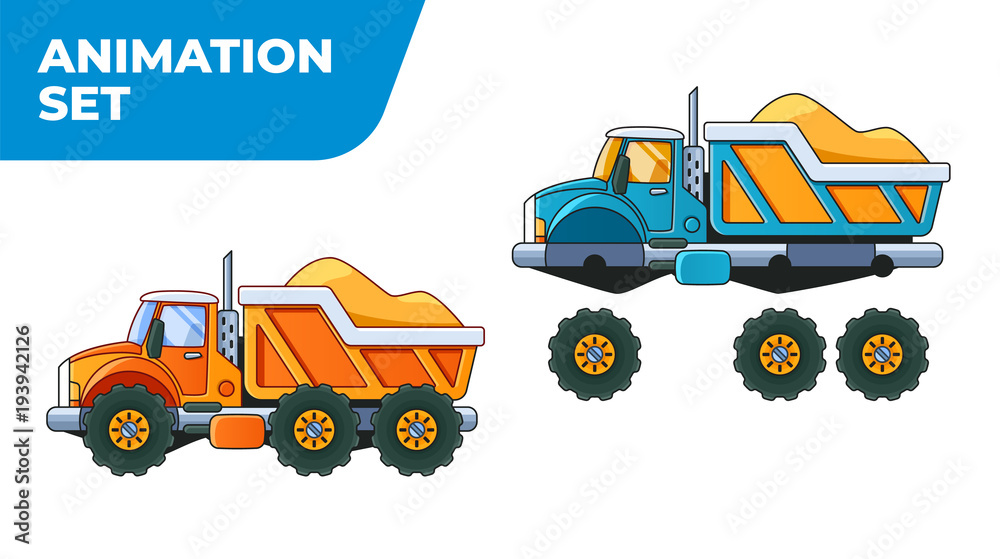 Naklejka premium Red and Blue Trucks. Prepared for animation.