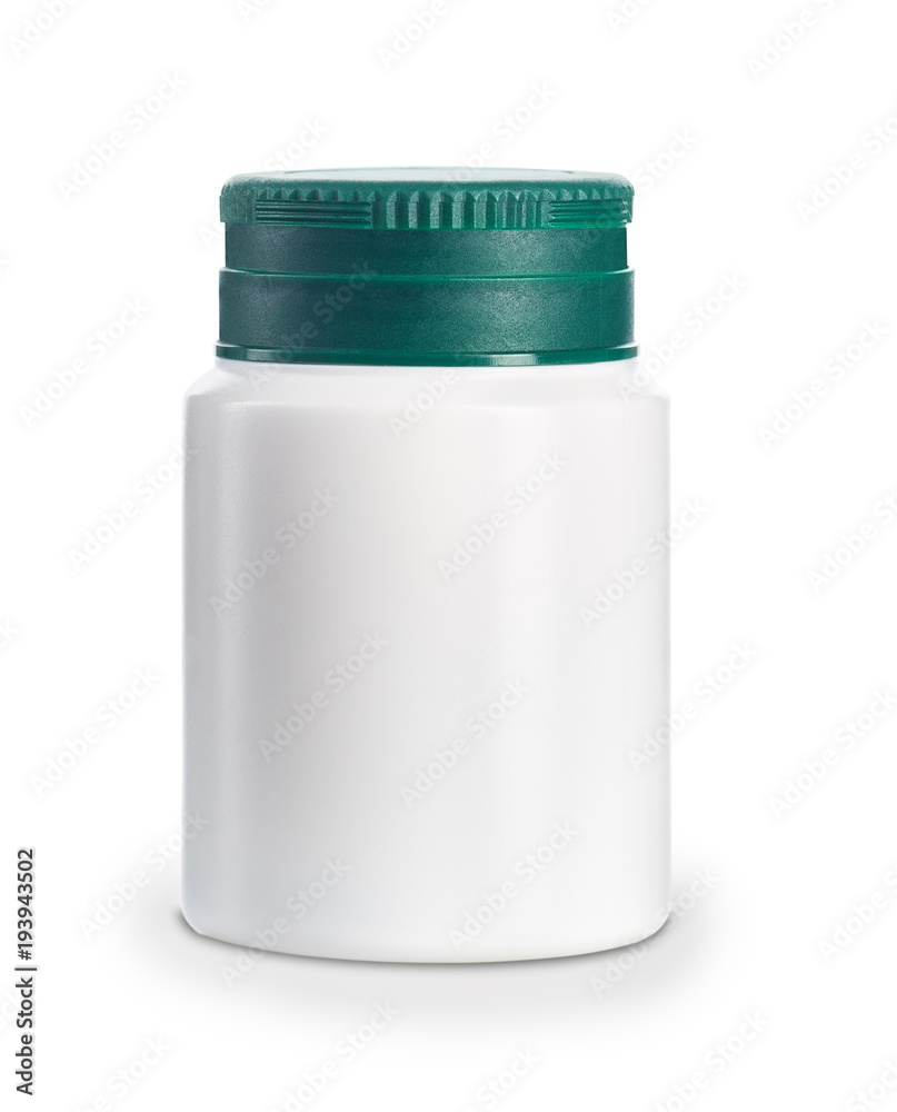 white medical bottle with green cap white medical bottle with green cap