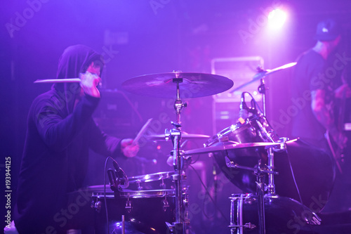 Rocker drummer is playing on stage. © Lukas Gojda