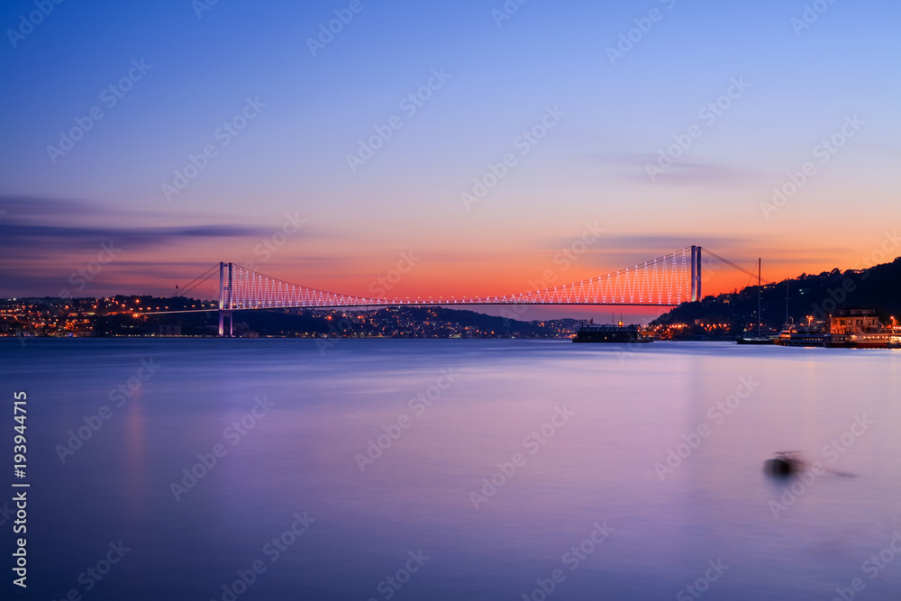 Istanbul Turkey Bosphorus Bridge at Sunset