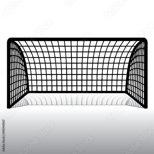 Silhouette of football goal, on white background,