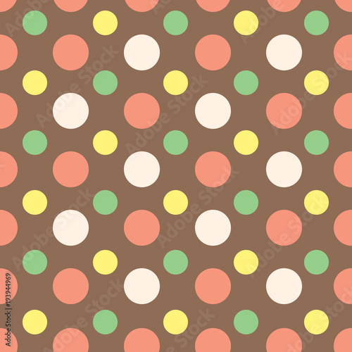 Seamless colored circles on a brown background (chocolate), ice cream wrapper,