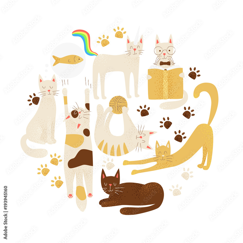 Fototapeta premium Cats vector concept, friendly