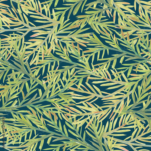 Gouache painted leaves Artistic seamless pattern