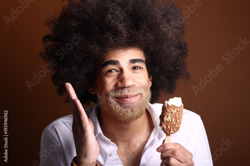 Man eating ice cream