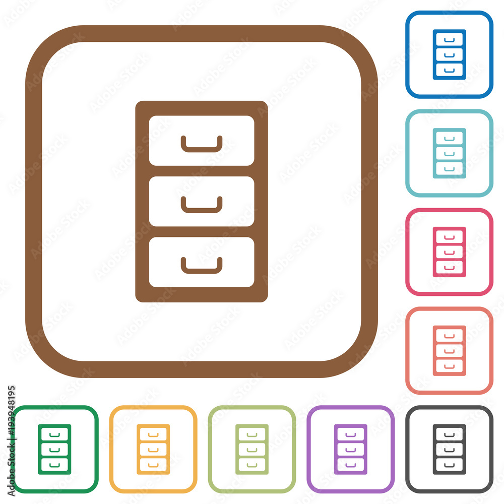 Archive file cabinet simple icons Archive file cabinet simple icons